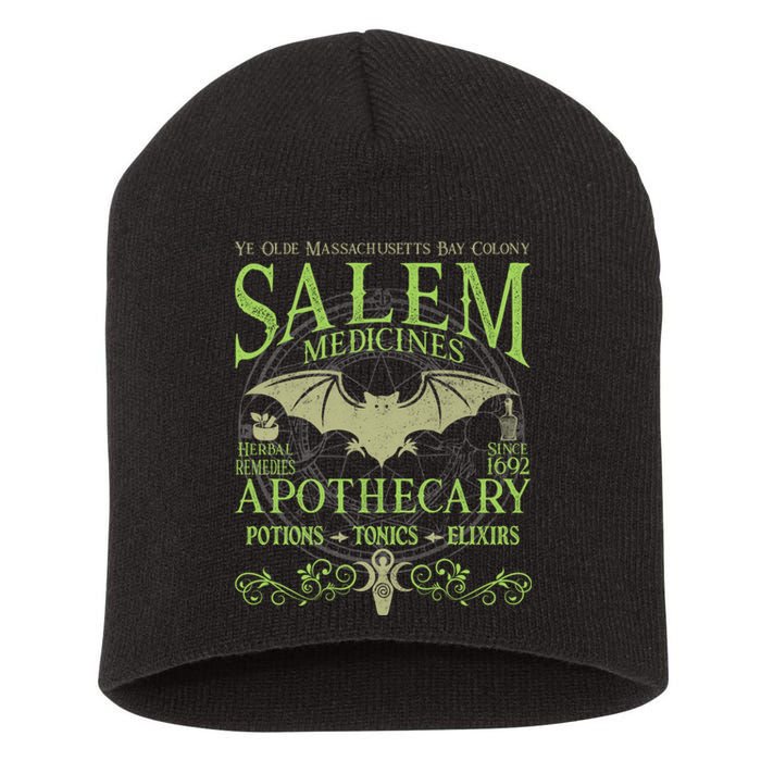 Salem Apothecary Herbalist Witch Wiccan Green Bat Short Acrylic Beanie