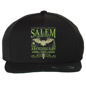 Salem Apothecary Herbalist Witch Wiccan Green Bat Wool Snapback Cap