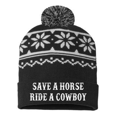 Save A Horse Ride A Cowboy Vintage Style USA-Made Snowflake Beanie