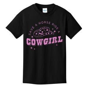 Save A Horse Ride A Cowgirl Lesbian Western Subtle Pride Kids T-Shirt