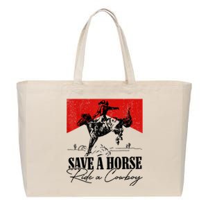 Save A Horse Ride A Cowboy Skeleton Country Skull Western Cotton Canvas Jumbo Tote