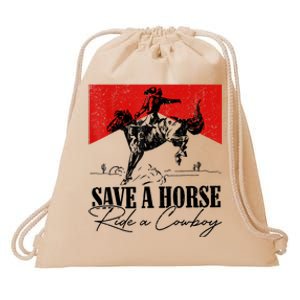 Save A Horse Ride A Cowboy Skeleton Country Skull Western Drawstring Bag