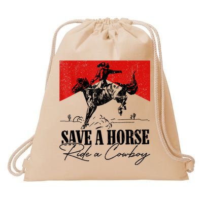 Save A Horse Ride A Cowboy Skeleton Country Skull Western Drawstring Bag