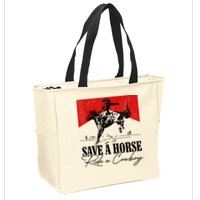 Save A Horse Ride A Cowboy Skeleton Country Skull Western Zip Tote Bag