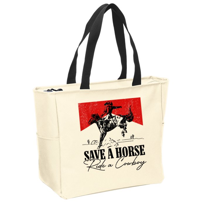 Save A Horse Ride A Cowboy Skeleton Country Skull Western Zip Tote Bag
