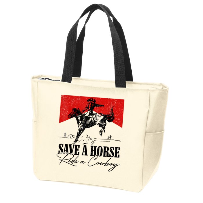 Save A Horse Ride A Cowboy Skeleton Country Skull Western Zip Tote Bag
