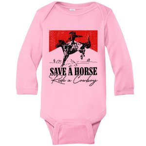 Save A Horse Ride A Cowboy Skeleton Country Skull Western Baby Long Sleeve Bodysuit