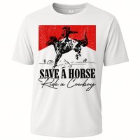 Save A Horse Ride A Cowboy Skeleton Country Skull Western Cooling Performance Crew T-Shirt