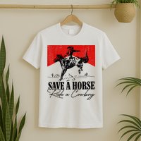 Save A Horse Ride A Cowboy Skeleton Country Skull Western T-Shirt