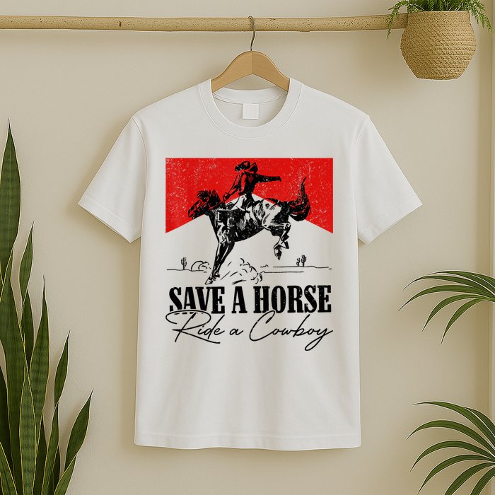 Save A Horse Ride A Cowboy Skeleton Country Skull Western T-Shirt