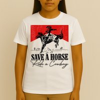 Save A Horse Ride A Cowboy Skeleton Country Skull Western T-Shirt