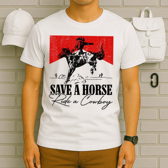 Save A Horse Ride A Cowboy Skeleton Country Skull Western T-Shirt