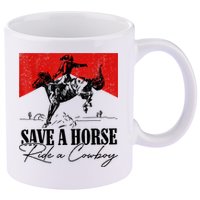 Save A Horse Ride A Cowboy Skeleton Country Skull Western 11oz C Handle Ceramic Mug