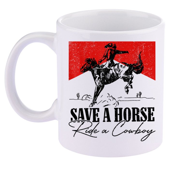 Save A Horse Ride A Cowboy Skeleton Country Skull Western 11oz C Handle Ceramic Mug