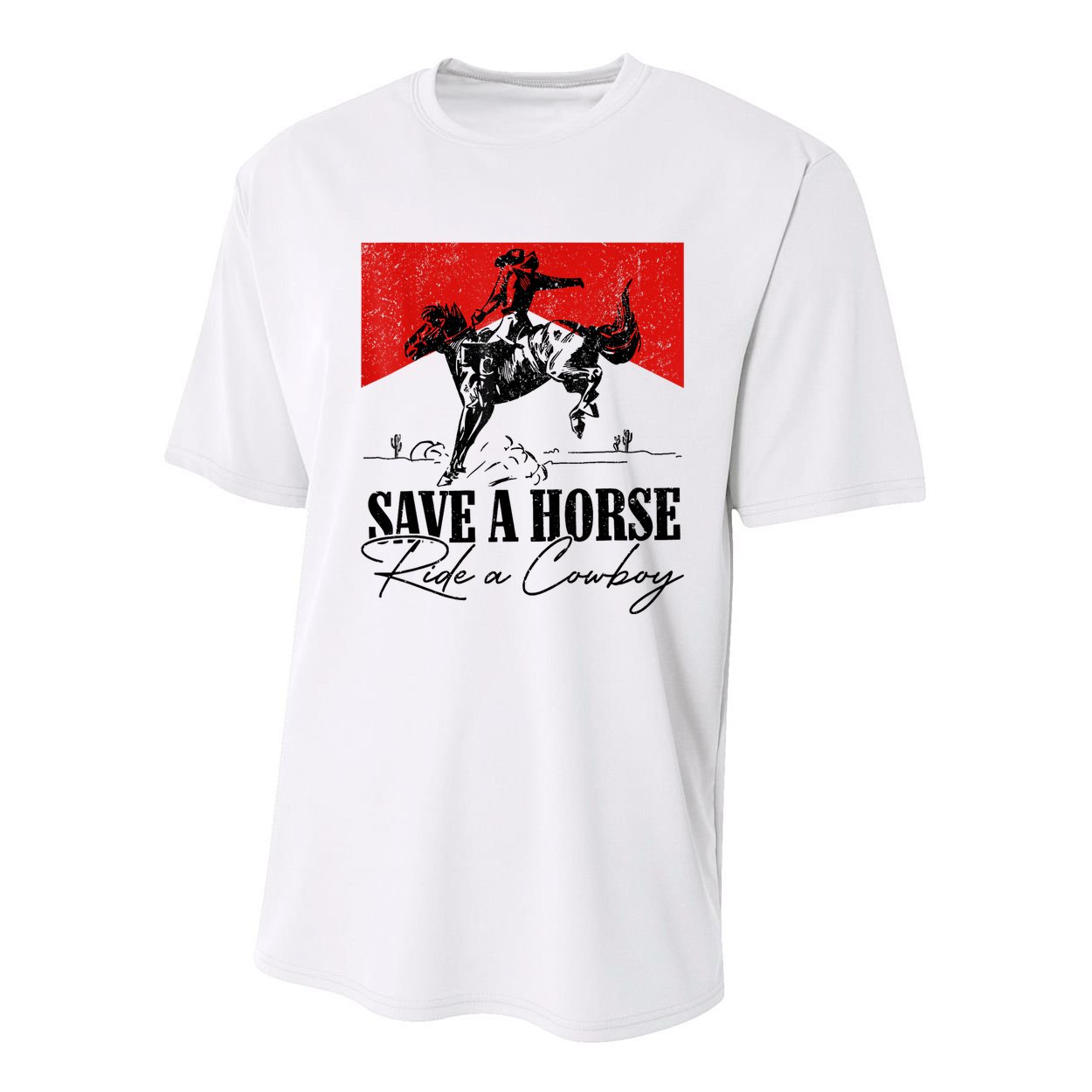 Save A Horse Ride A Cowboy Skeleton Country Skull Western Youth Performance Sprint T-Shirt