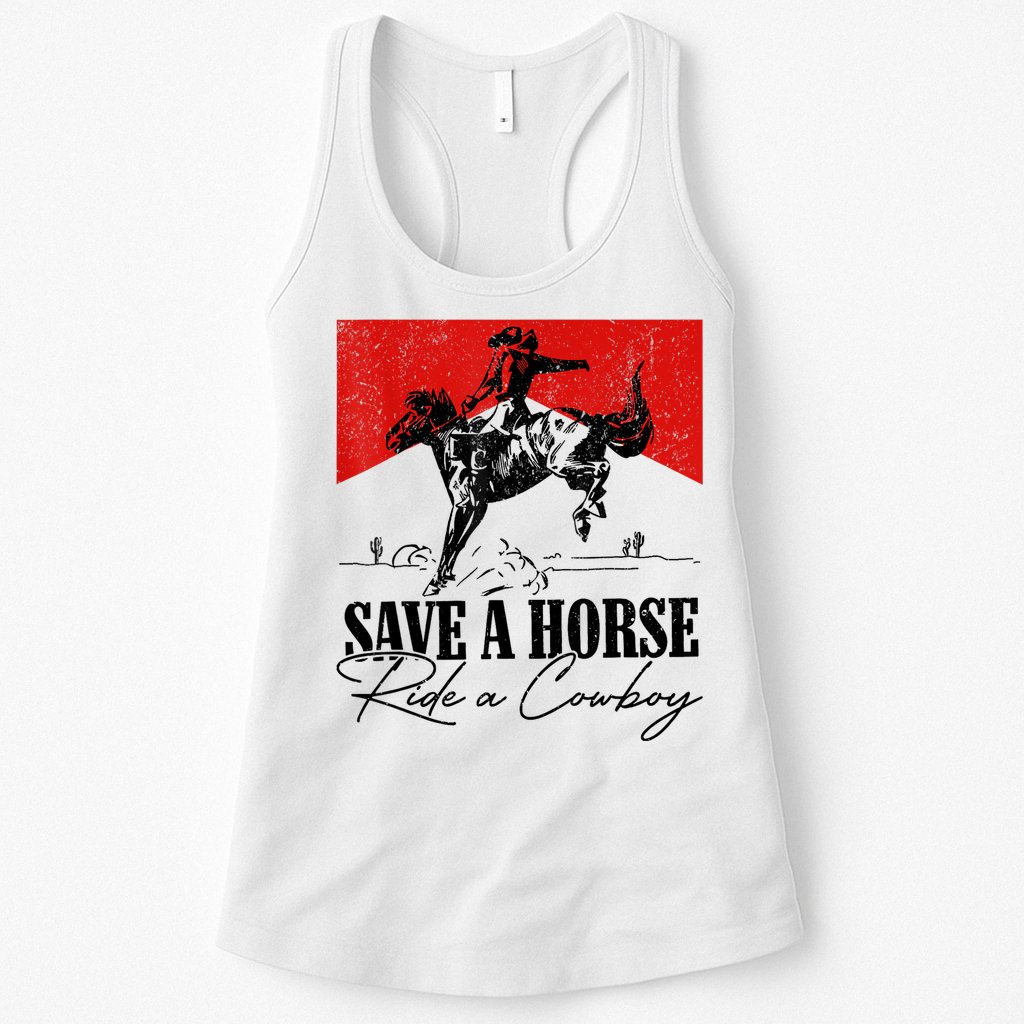 Save A Horse Ride A Cowboy Skeleton Country Skull Western Womens Tank Top