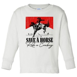 Save A Horse Ride A Cowboy Skeleton Country Skull Western Toddler Long Sleeve Shirt