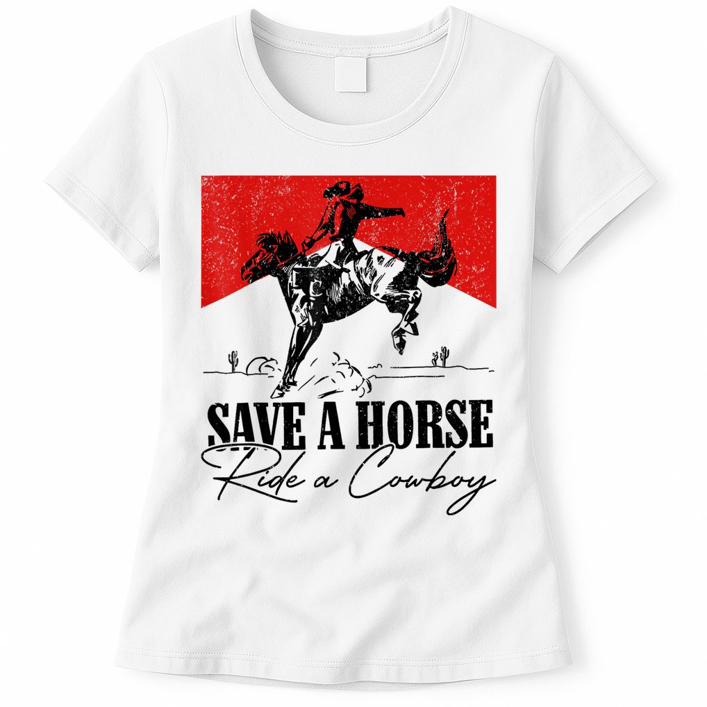 Save A Horse Ride A Cowboy Skeleton Country Skull Western Womens T-Shirt