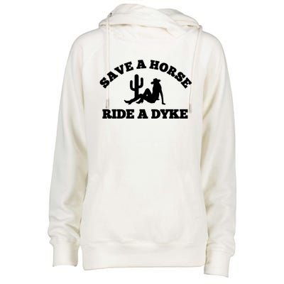 Save A Horse Ride A Dyke Womens Funnel Neck Pullover Hood