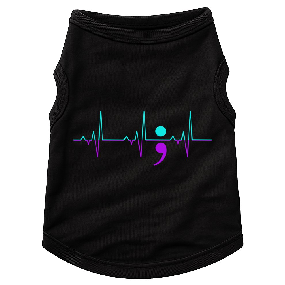 Suicide Awareness Heartbeat Happy Ribbon Support Graphic Gift Doggie Tank