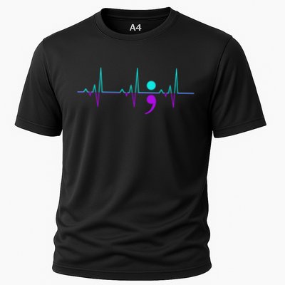 Suicide Awareness Heartbeat Happy Ribbon Support Graphic Gift Performance Shirt