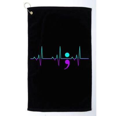 Suicide Awareness Heartbeat Happy Ribbon Support Graphic Gift Golf Towel