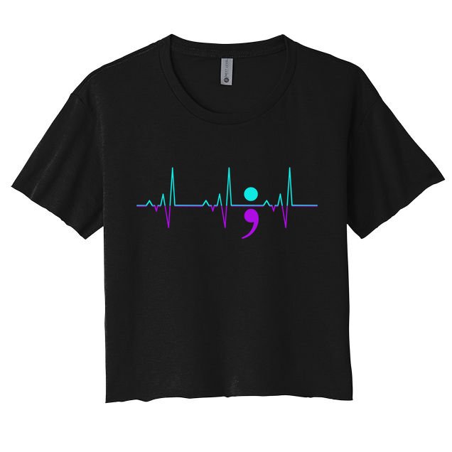Suicide Awareness Heartbeat Happy Ribbon Support Graphic Gift Crop Top