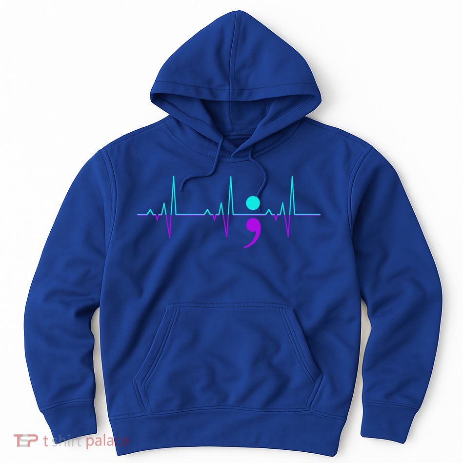 Suicide Awareness Heartbeat Happy Ribbon Support Graphic Gift Hoodie