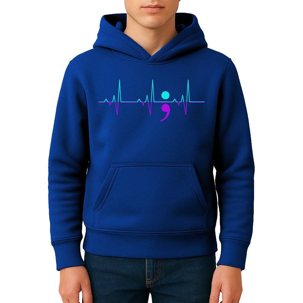 Suicide Awareness Heartbeat Happy Ribbon Support Graphic Gift Kids Hoodie