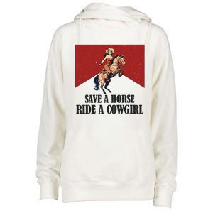 Save A Horse Ride A Cowgirl Womens Funnel Neck Pullover Hood