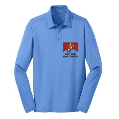 Save A Horse Ride A Cowgirl Silk Touch Performance Long Sleeve Polo