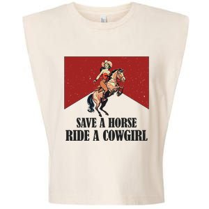 Save A Horse Ride A Cowgirl Garment-Dyed Women's Muscle Tee