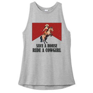 Save A Horse Ride A Cowgirl Ladies PosiCharge Tri-Blend Wicking Tank