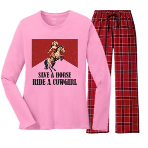 Save A Horse Ride A Cowgirl Women's Long Sleeve Flannel Pajama Set 