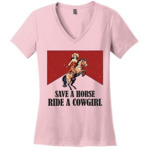 Save A Horse Ride A Cowgirl Women's V-Neck T-Shirt