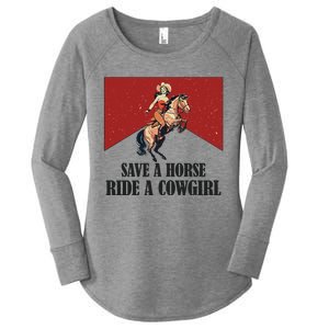 Save A Horse Ride A Cowgirl Women's Perfect Tri Tunic Long Sleeve Shirt