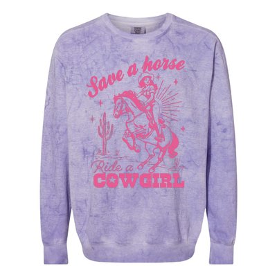 Save A Horse Ride A Cowgirl Colorblast Crewneck Sweatshirt