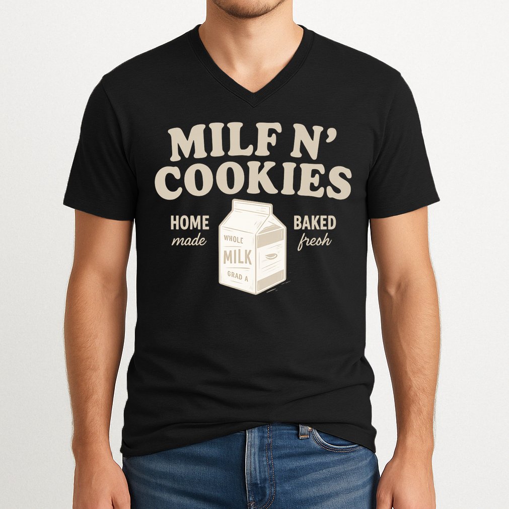 Stay At Home Milf N Cookies  V-Neck T-Shirt
