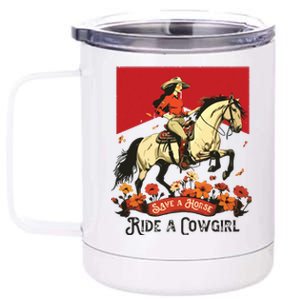 Save A Horse Ride A Cowgirl Western Rodeo 12 oz Stainless Steel Tumbler Cup