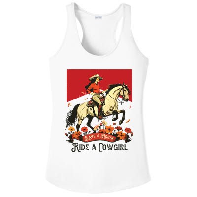 Save A Horse Ride A Cowgirl Western Rodeo Ladies PosiCharge Competitor Racerback Tank
