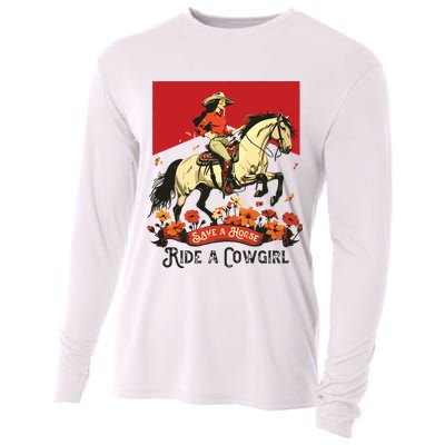Save A Horse Ride A Cowgirl Western Rodeo Cooling Performance Long Sleeve Crew
