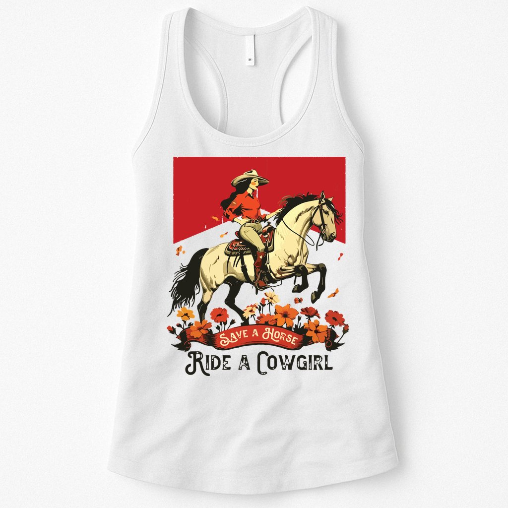 Save A Horse Ride A Cowgirl Western Rodeo Womens Tank Top