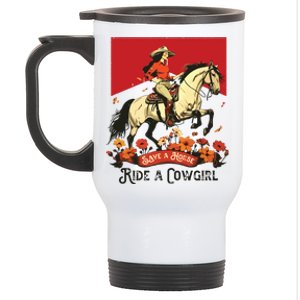 Save A Horse Ride A Cowgirl Western Rodeo Stainless Steel Travel Mug