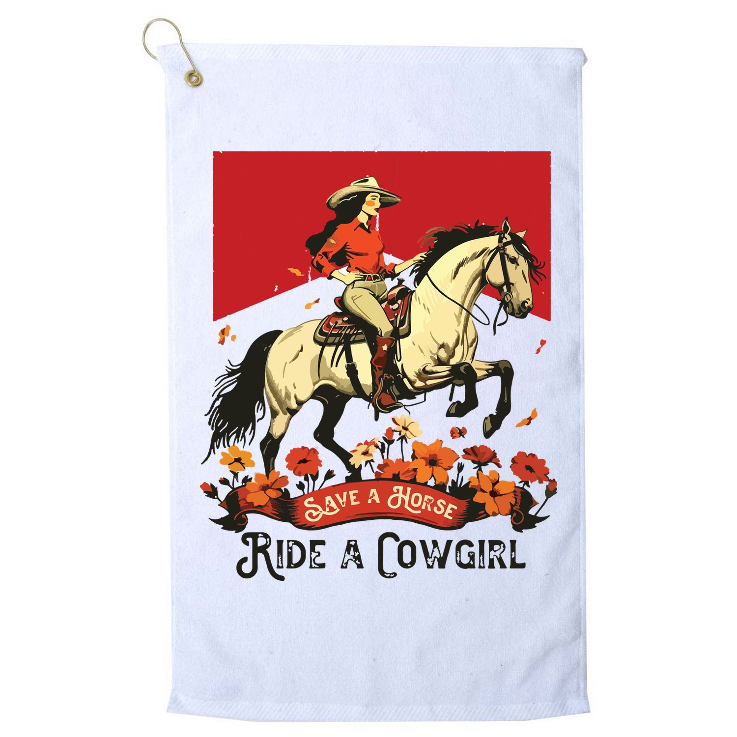 Save A Horse Ride A Cowgirl Western Rodeo Golf Towel