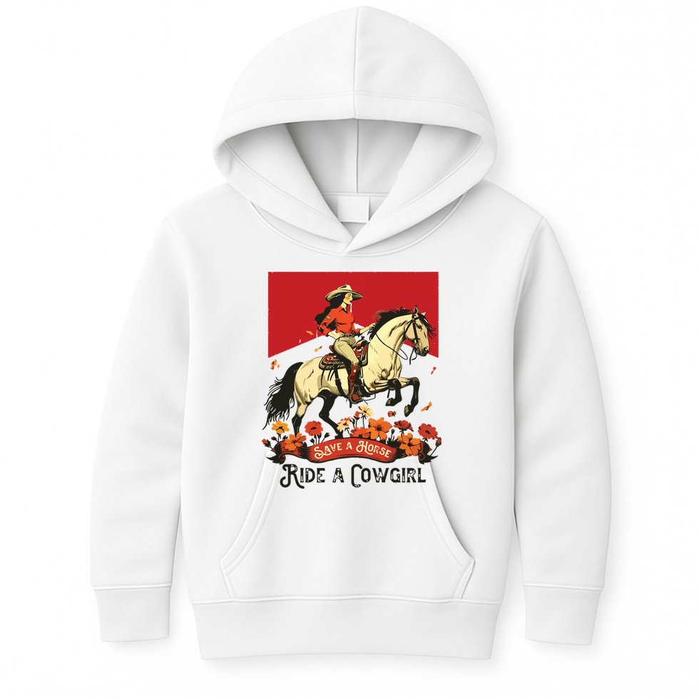 Save A Horse Ride A Cowgirl Western Rodeo Kids Hoodie
