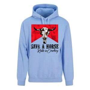 Save A Horse Ride A Cowboy Western Country Rodeo Bull Skull Unisex Surf Hoodie