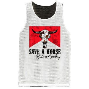 Save A Horse Ride A Cowboy Western Country Rodeo Bull Skull Mesh Reversible Basketball Jersey Tank