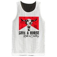 Save A Horse Ride A Cowboy Western Country Rodeo Bull Skull Mesh Reversible Basketball Jersey Tank