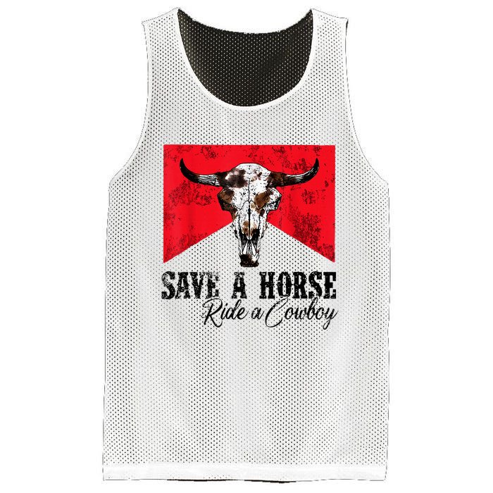 Save A Horse Ride A Cowboy Western Country Rodeo Bull Skull Mesh Reversible Basketball Jersey Tank