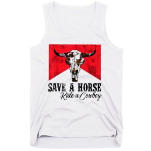 Save A Horse Ride A Cowboy Western Country Rodeo Bull Skull Tank Top